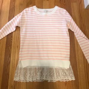 White sweater with Lace Trim